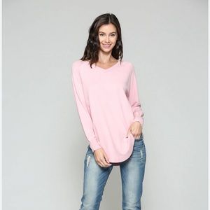 Joh Cashmere blend Sadie Long sleeve Top sweater light pink Sz XS